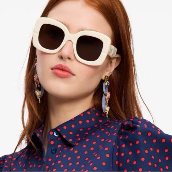 New! Kate Spade JOSEY/G/S 0SZJHA White Square Sunglasses, Authentic main image 4